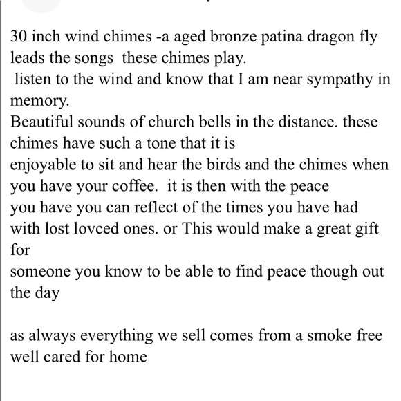 30” Wind chimes with oak top & oak clacker, copper tubbing & bronze dragonfly - Picture 10 of 11